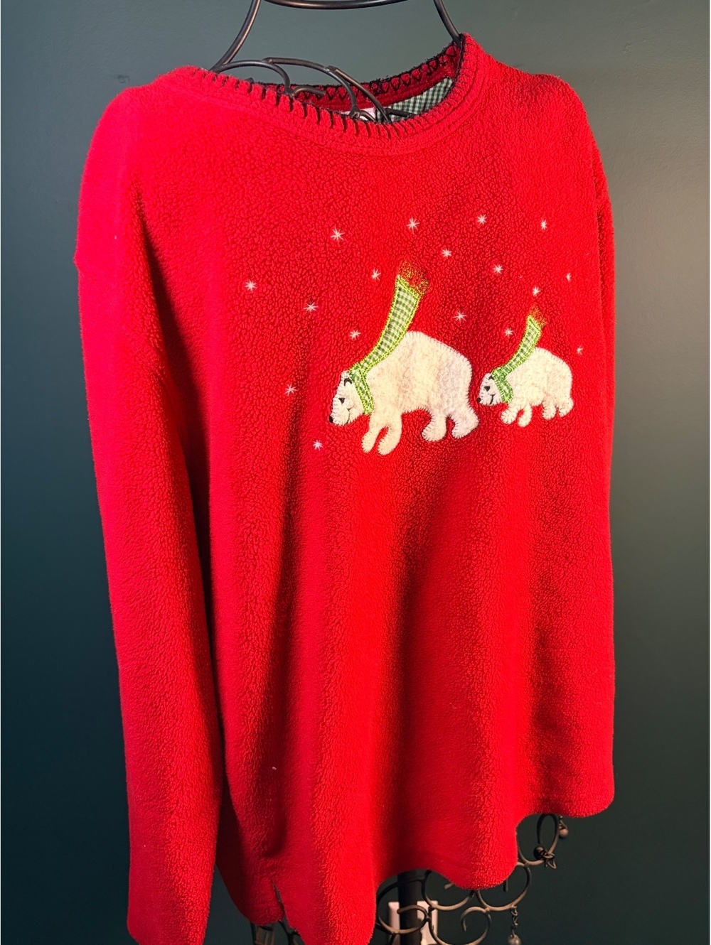 Vintage Cathy Daniels Polar Bear Fleece Pullover Sweatshirt Size S Winter
